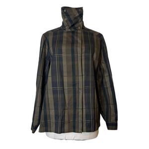 Vintage Christian Dior sport plaid button down top high neck sz 12